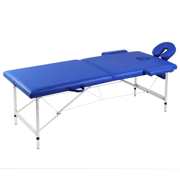 vidaXL 2-Zone Foldable Massage Table with Aluminum Frame Blue