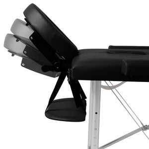 vidaXL Foldable 2-Zone Massage Table with Aluminum Frame Black