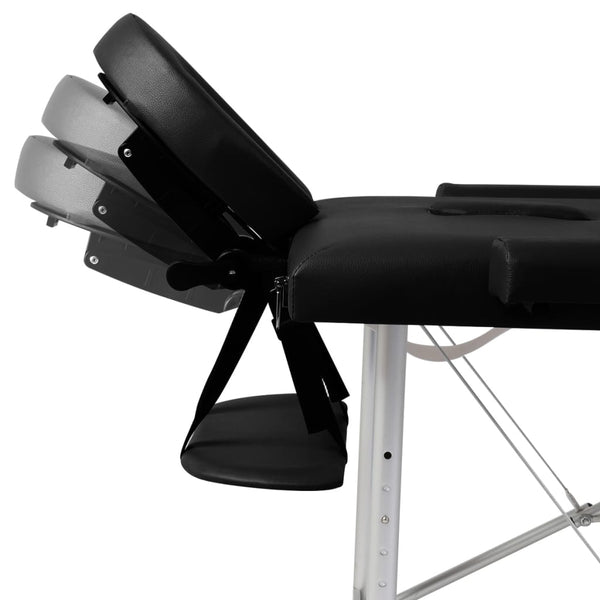 vidaXL Foldable 2-Zone Massage Table with Aluminum Frame Black