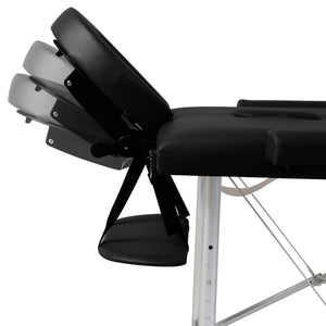 Massage table with aluminum frame, foldable, 3 sections, black