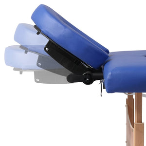 vidaXL Foldable 4-Zone Massage Table with Wooden Frame Blue