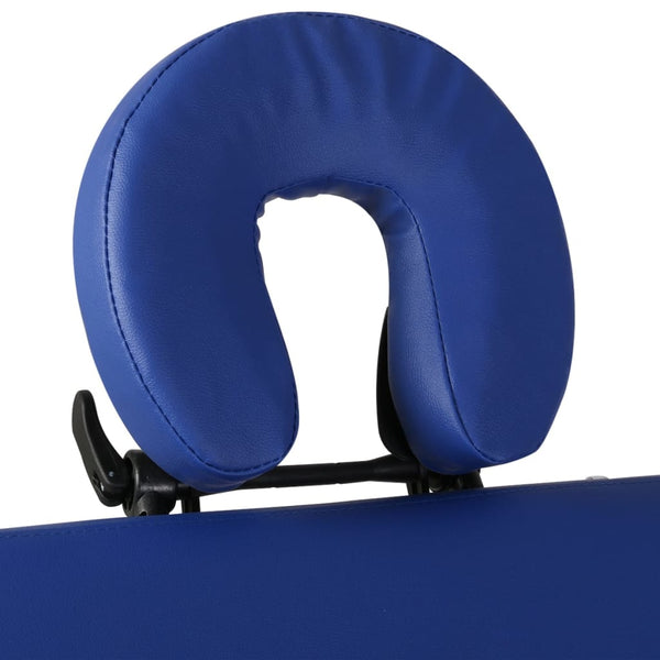 vidaXL Foldable 4-Zone Massage Table with Wooden Frame Blue