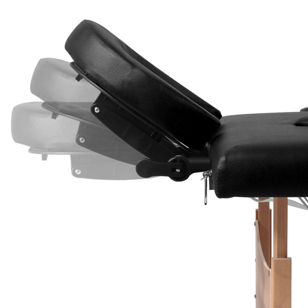 vidaXL Foldable 4-Zone Massage Table with Wooden Frame Black