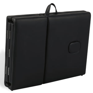 vidaXL Foldable 4-Zone Massage Table with Wooden Frame Black