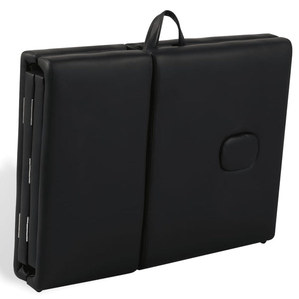 vidaXL Foldable 4-Zone Massage Table with Wooden Frame Black