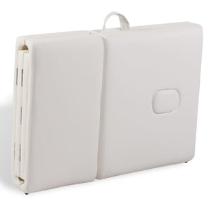 vidaXL 4-Zone Foldable Massage Table with Wooden Frame Cream White
