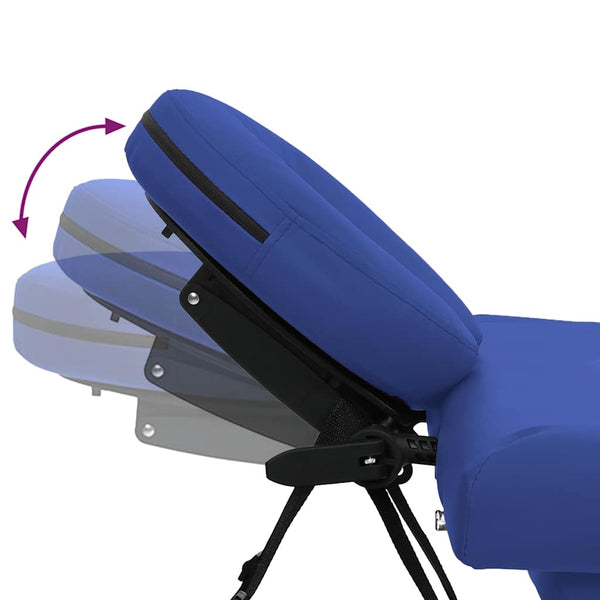 Massage table with aluminum frame, foldable, 4-zone, blue