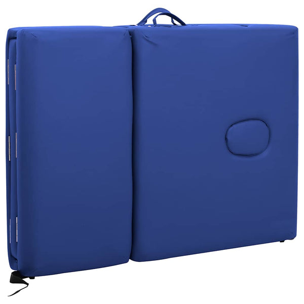 Massage table with aluminum frame, foldable, 4-zone, blue