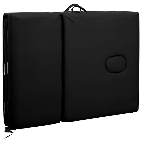 vidaXL Foldable 4-Zone Massage Table with Aluminum Frame Black