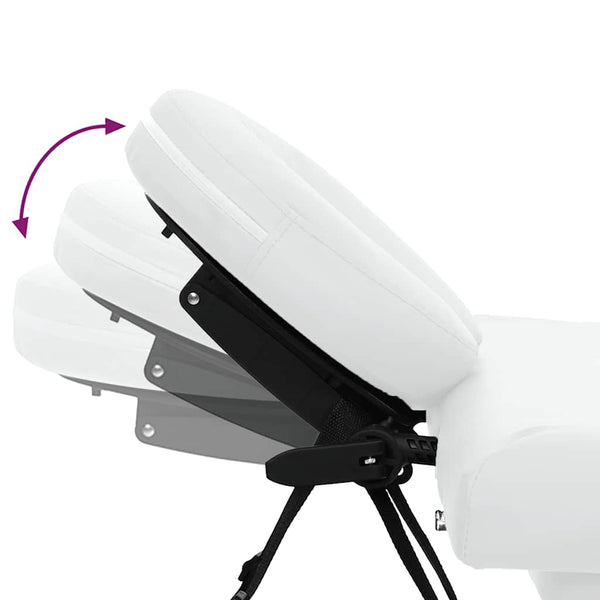 Massage table with aluminum frame, foldable 4-zone cream-white