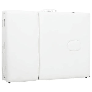 Massage table with aluminum frame, foldable 4-zone cream-white