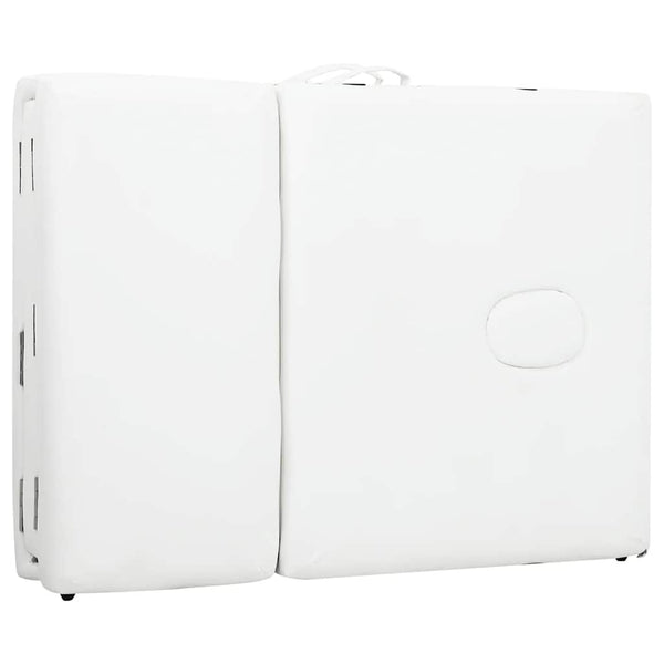 Massage table with aluminum frame, foldable 4-zone cream-white