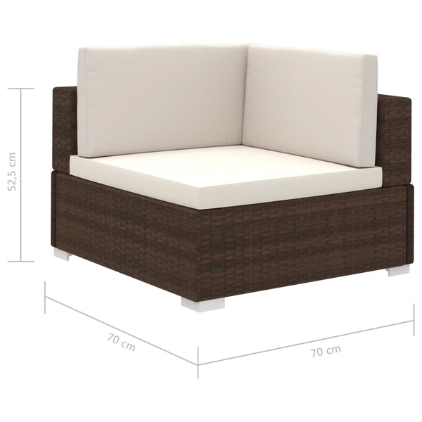vidaXL 12-piece Garden Lounge Set with Cushions Poly Rattan Brown