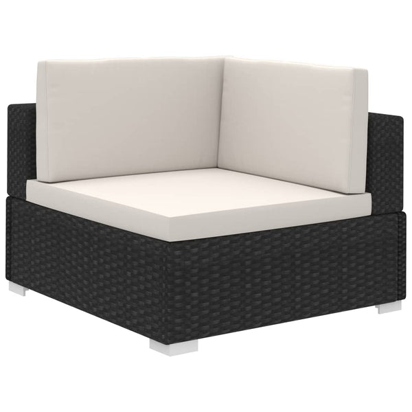 vidaXL 12-Piece Garden Lounge Set with Cushions Poly Rattan Black