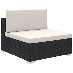 vidaXL 12-Piece Garden Lounge Set with Cushions Poly Rattan Black