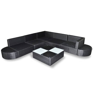 vidaXL 8-piece Garden Lounge Set with Cushions Poly Rattan Black