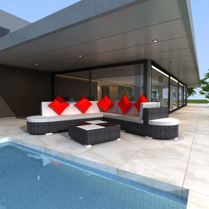 vidaXL 8-piece Garden Lounge Set with Cushions Poly Rattan Black
