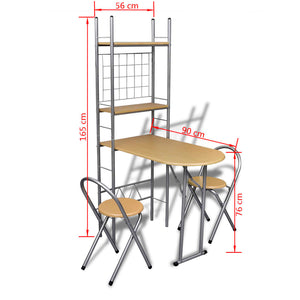 Foldable kitchen table with 2 chairs for breakfast