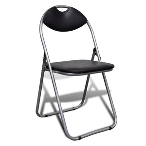 vidaXL Folding Dining Chairs 6 pcs Black Faux Leather and Steel