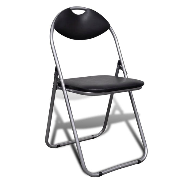 vidaXL Folding Dining Chairs 6 pcs Black Faux Leather and Steel