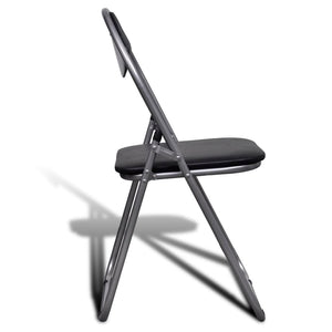 vidaXL Folding Dining Chairs 6 pcs Black Faux Leather and Steel