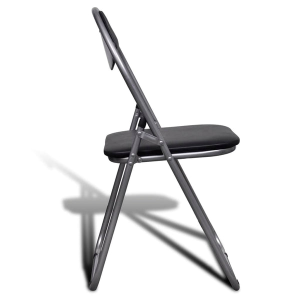 vidaXL Folding Dining Chairs 6 pcs Black Faux Leather and Steel
