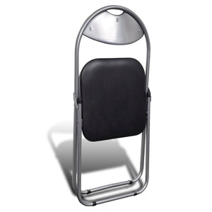 vidaXL Folding Dining Chairs 6 pcs Black Faux Leather and Steel