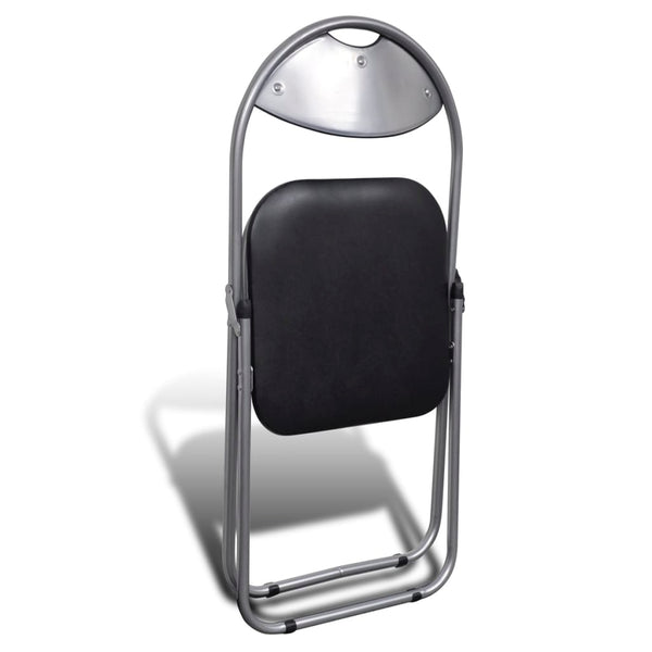 vidaXL Folding Dining Chairs 6 pcs Black Faux Leather and Steel