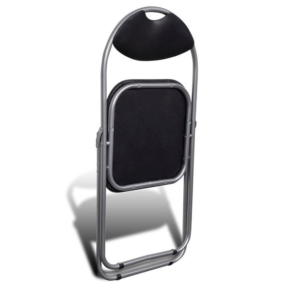vidaXL Folding Dining Chairs 6 pcs Black Faux Leather and Steel