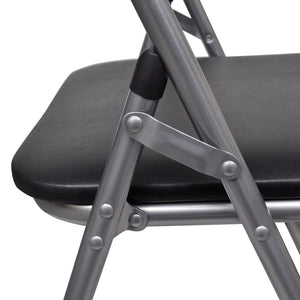 vidaXL Folding Dining Chairs 6 pcs Black Faux Leather and Steel
