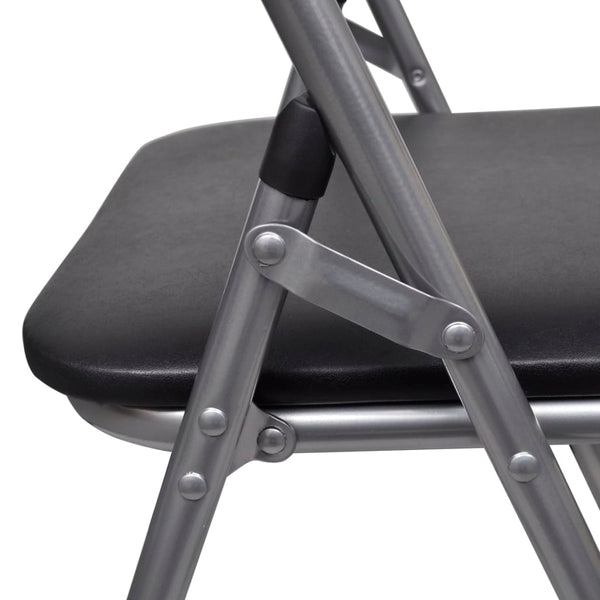 vidaXL Folding Dining Chairs 6 pcs Black Faux Leather and Steel