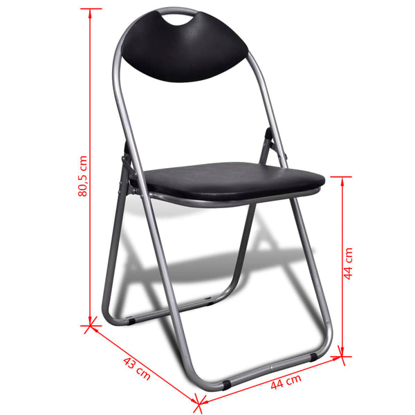 vidaXL Folding Dining Chairs 6 pcs Black Faux Leather and Steel