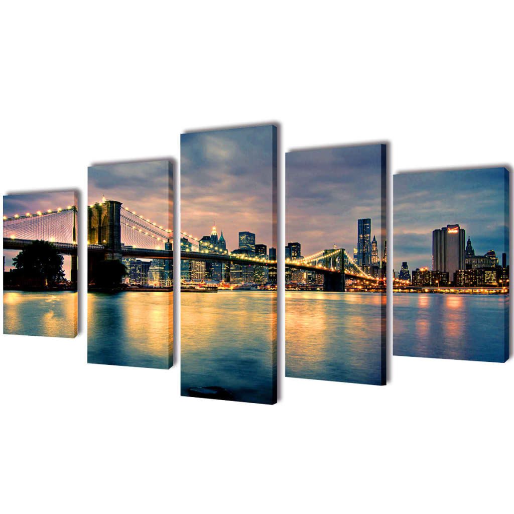 Pictures Decoration Set Brooklyn Bridge Seaview 200 x 100 cm