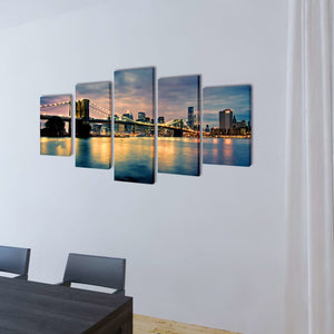 Pictures Decoration Set Brooklyn Bridge Seaview 200 x 100 cm