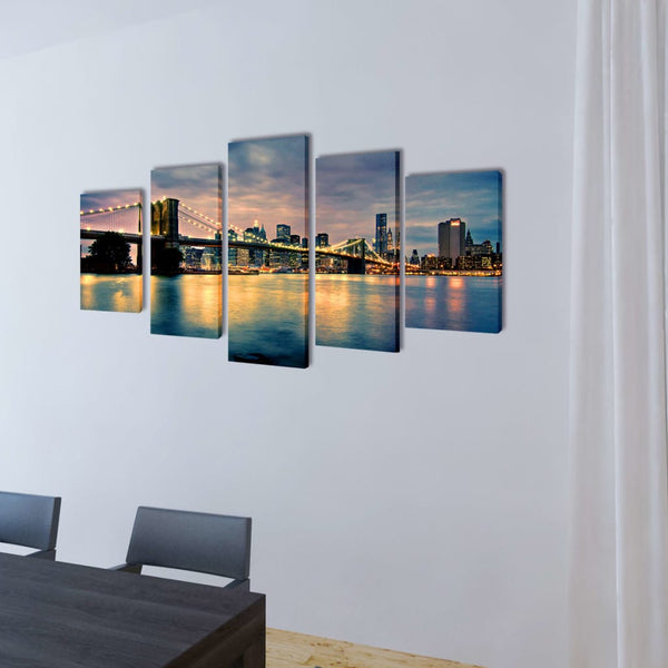Pictures Decoration Set Brooklyn Bridge Seaview 200 x 100 cm