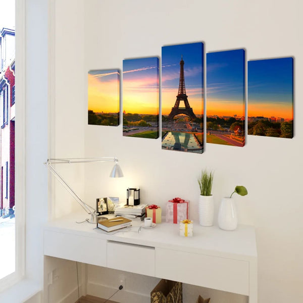 Pictures Decoration Set Eiffel Tower 200 x 100 cm