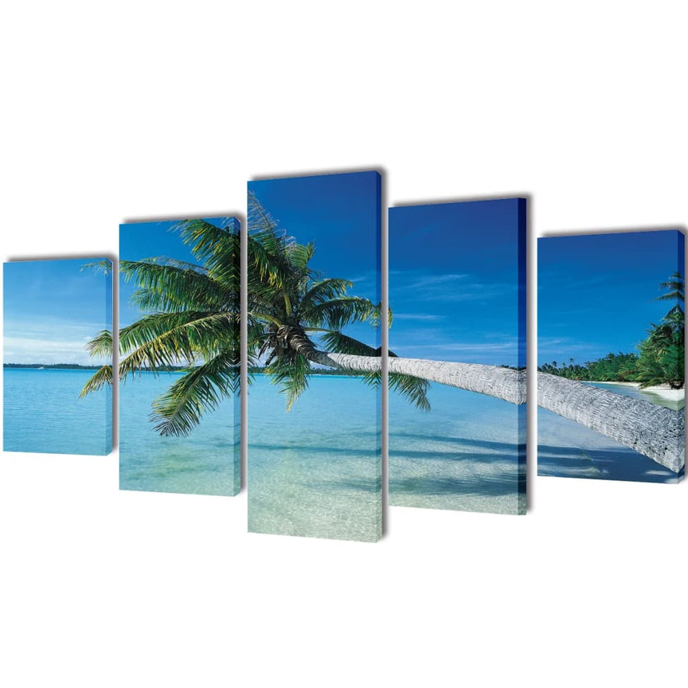 Pictures Decoration Set Beach with Palm Trees 200 x 100 cm