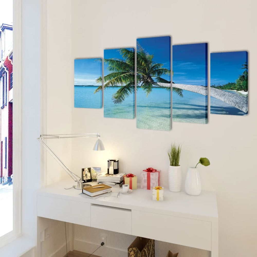 Pictures Decoration Set Beach with Palm Trees 200 x 100 cm