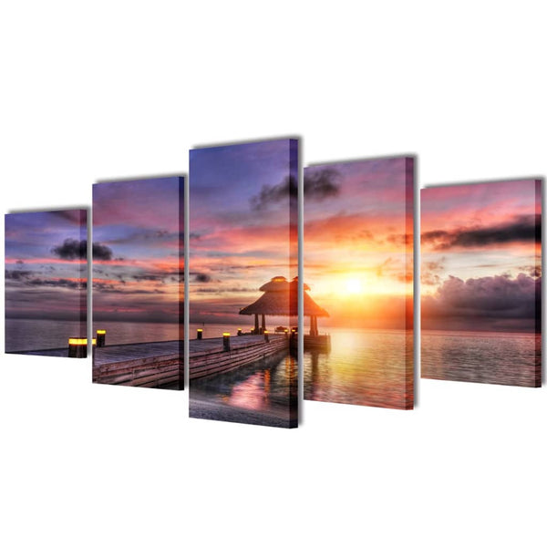 Pictures Decoration Set Beach with Gazebo 100 x 50 cm