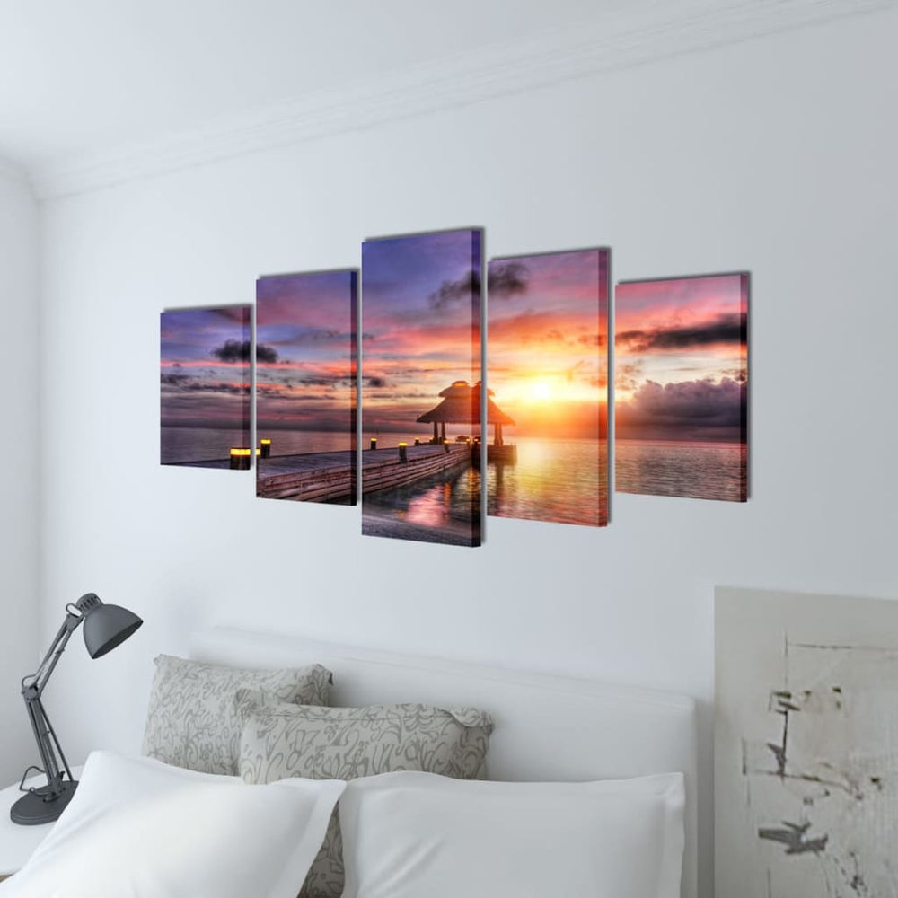 Pictures Decoration Set Beach with Gazebo 100 x 50 cm