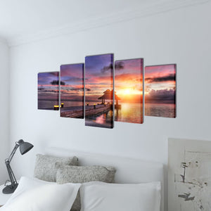Pictures Decoration Set Beach with Pavilion 200 x 100 cm