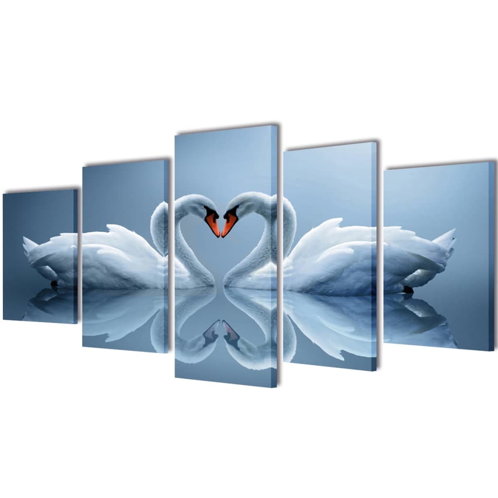 Pictures Decoration Set Swan 100 x 50 cm