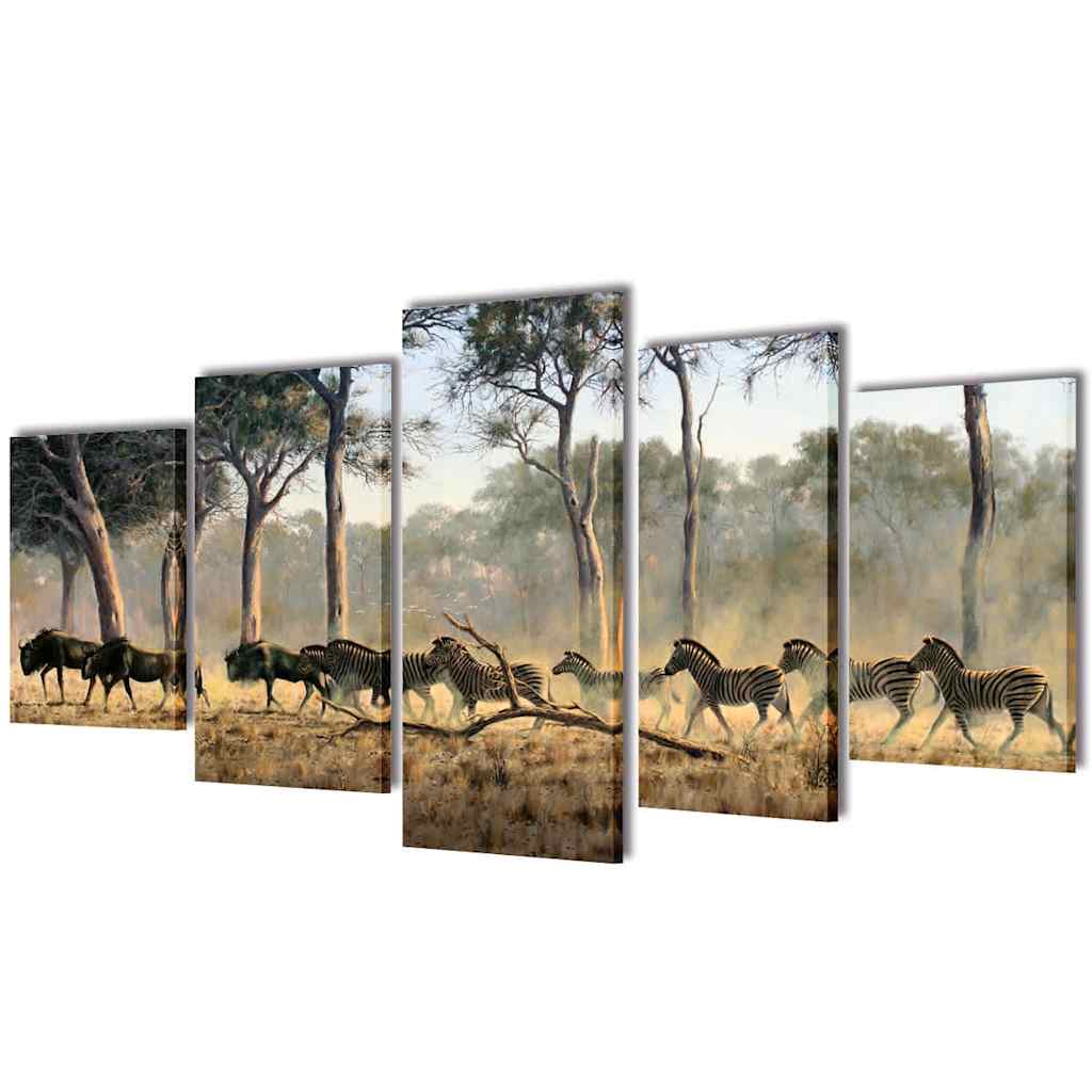 Pictures Decoration Set Zebras 100 x 50 cm