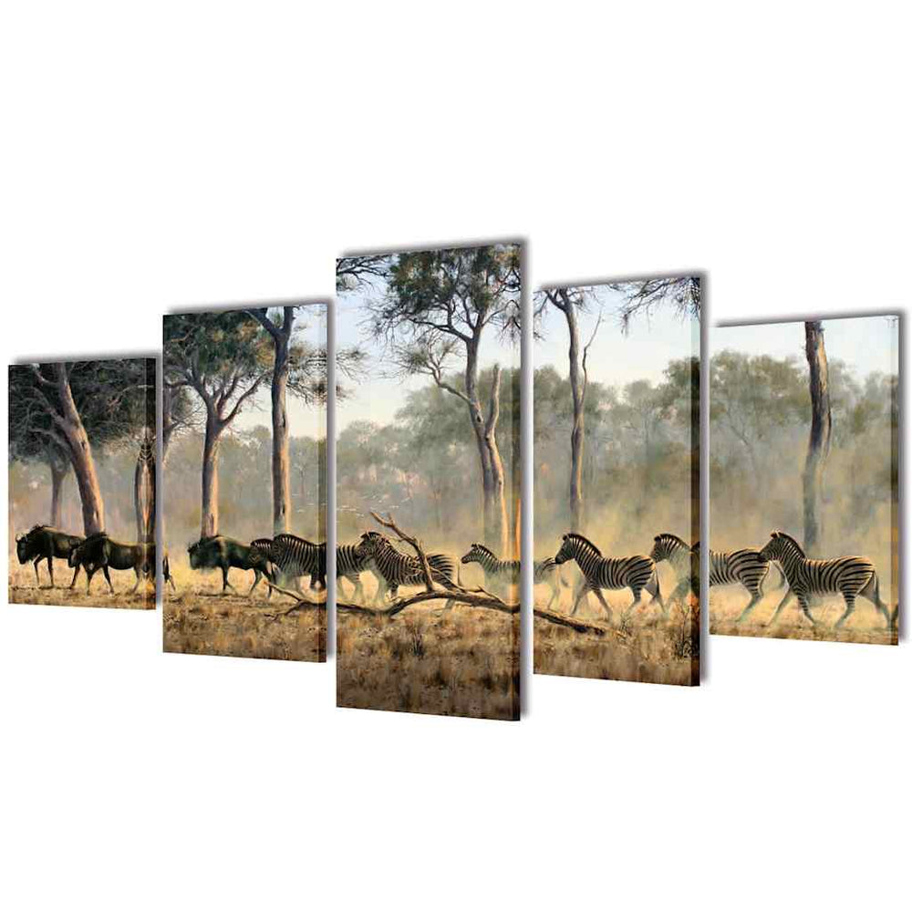 Pictures Decoration Set Zebras 100 x 50 cm
