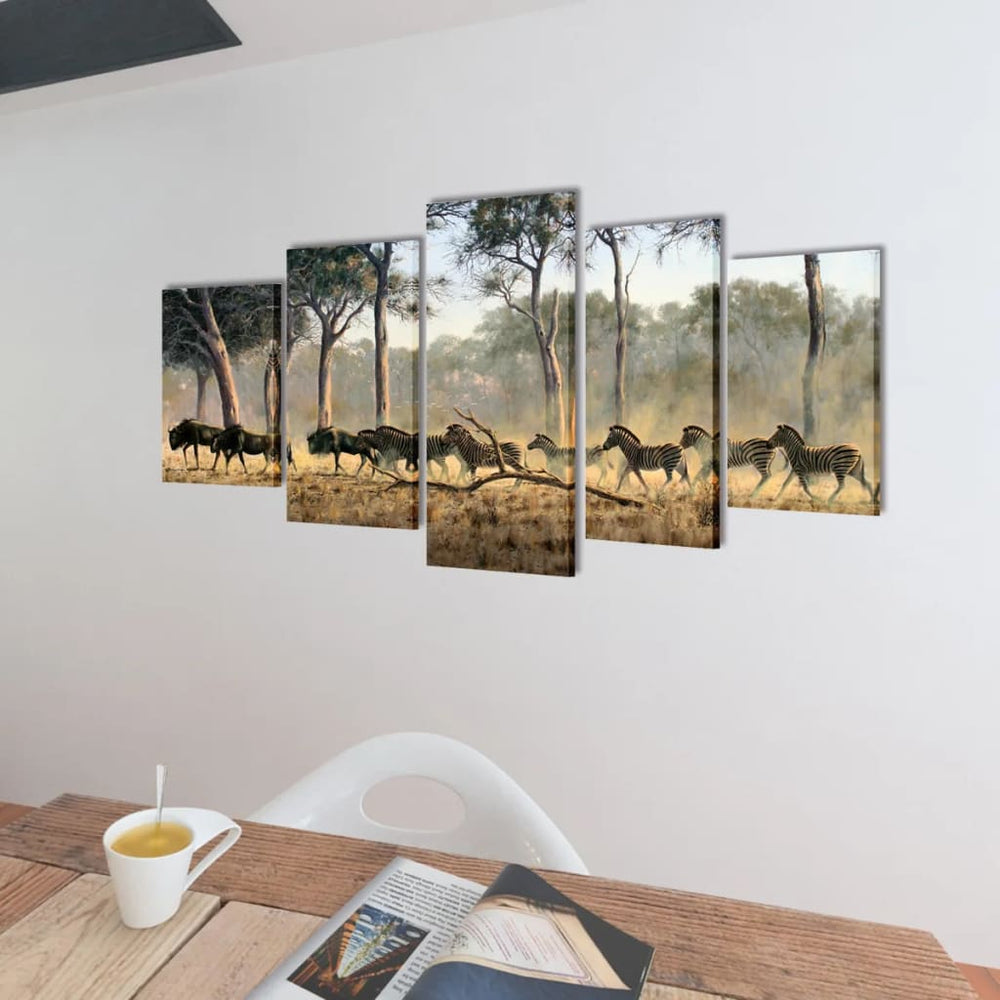 Pictures Decoration Set Zebras 100 x 50 cm