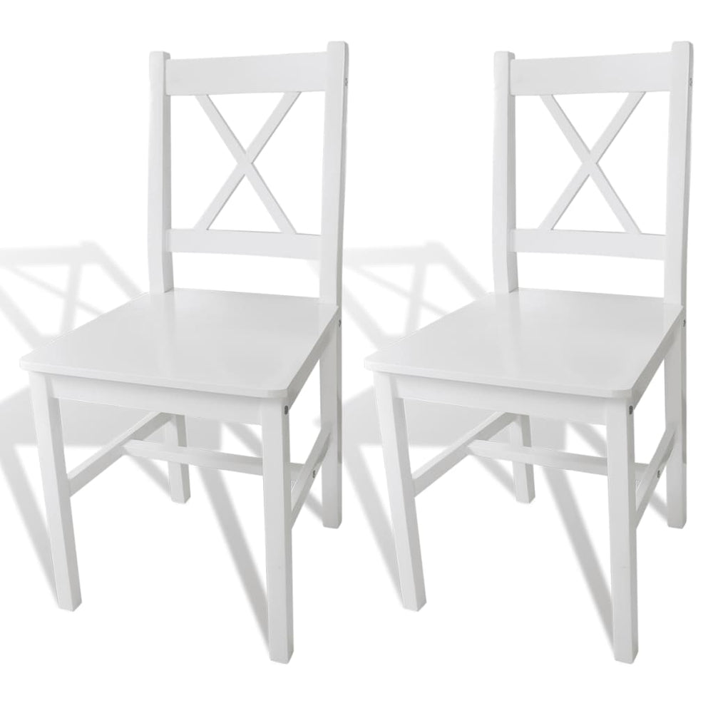 vidaXL Dining Chairs 2 pcs White Pine Wood