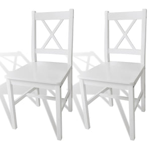 vidaXL Dining Chairs 2 pcs White Pine Wood