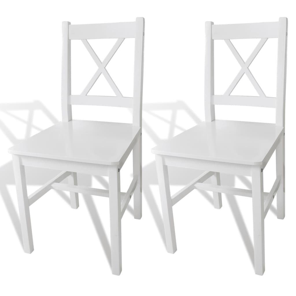 vidaXL Dining Chairs 2 pcs White Pine Wood