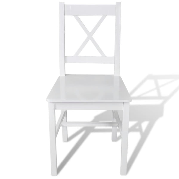 vidaXL Dining Chairs 2 pcs White Pine Wood