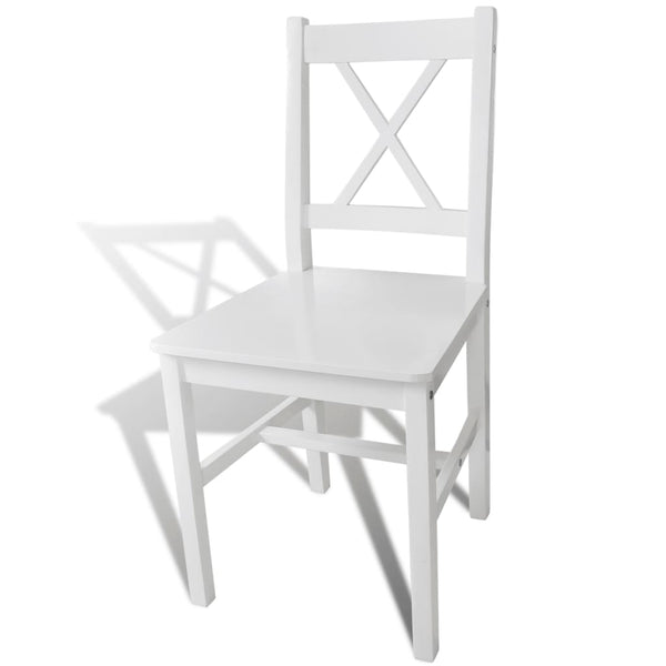 vidaXL Dining Chairs 2 pcs White Pine Wood